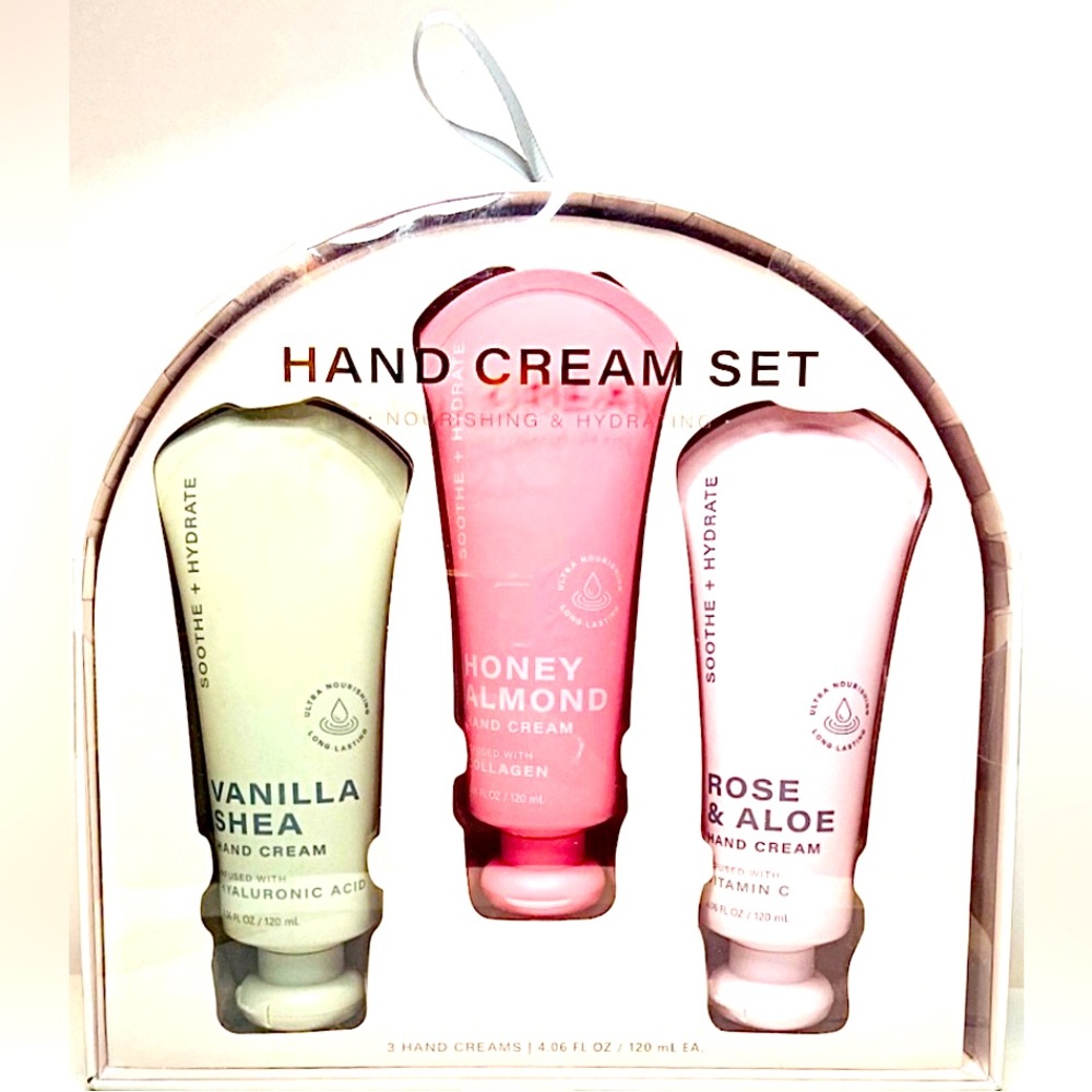 Hand Cream Set - Vanilla Shea, Honey Almond, Rose & Aloe - Travel Size Trio